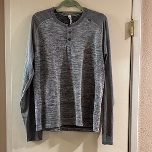 Gray Long Sleeve Henley Shirt